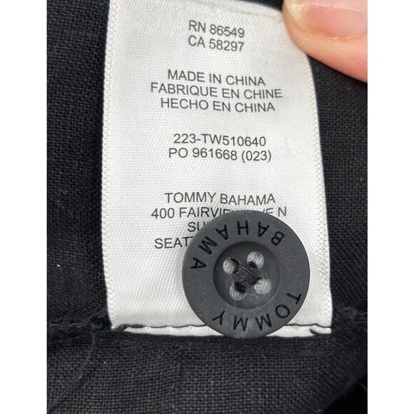 Tommy Bahama Two Palms 100% Linen Raw Edge Jacket Black Large Coastal - Picture 8 of 10